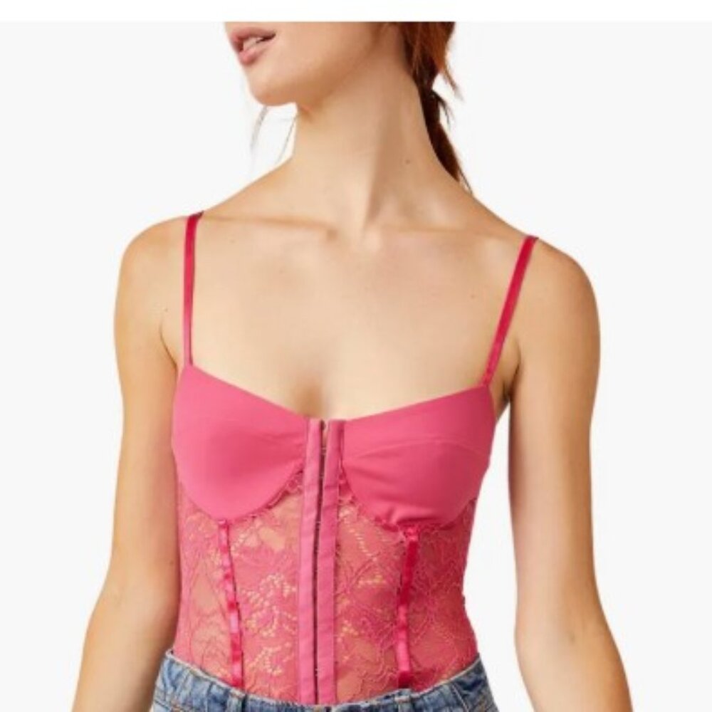 NWT - Free People Intimately FP Lace Night Rhythm Thong Bodysuit